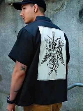 NWOT Welcome Bapholit black short sleeve work shirt